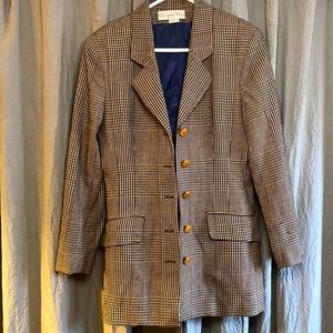 Vintage Christian Dior Blazer and coordinating Skirt set  navy, brown, cream